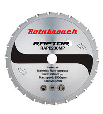 Диск пильный универсальный по дереву, пластику Rotabroach 230х25,4 26T RAPB230MP